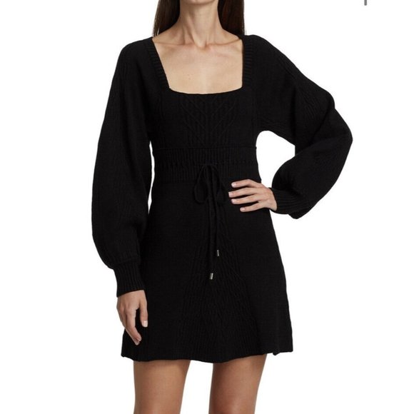 Free People Emmaline Mini Dress Black Knit - Picture 1 of 8